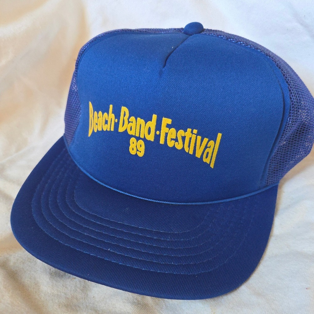 VTG 1989 Hat BEACH BAND FESTIVAL That Hat YoungAn OSFM Trucker Mesh Snapback Cap